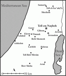 Map showing location of Tell en-Nasbeh in relation to other Iron Age Israelite sites